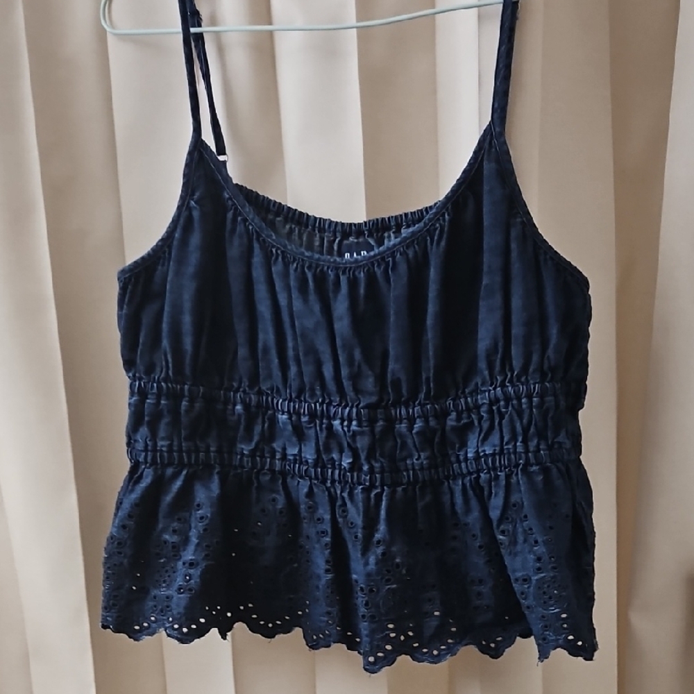 Navy Blue eyelet  Top